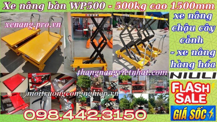 Xe nâng mặt bàn 500kg nâng cao 1500mm WP500 NIULI