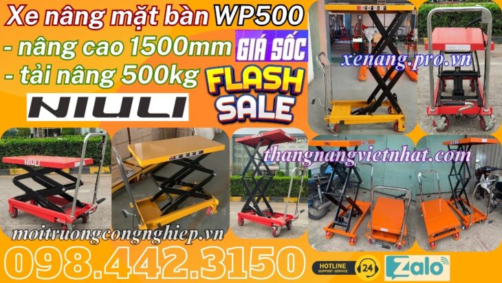 Xe nâng mặt bàn 500kg nâng cao 1500mm WP500 NIULI