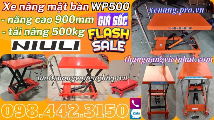 Xe nâng mặt bàn 500kg nâng cao 900mm WP500 NIULI