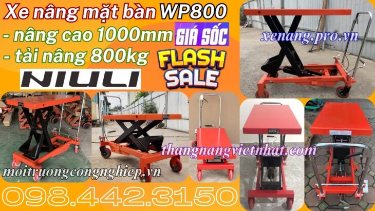 Xe nâng mặt bàn 800kg nâng cao 1 mét WP800 NIULI