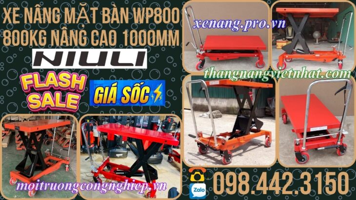 Xe nâng mặt bàn 800kg nâng cao 1 mét WP800 NIULI
