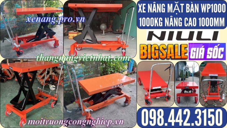 Xe nâng mặt bàn 1 tấn nâng cao 1 mét WP1000 NIULI