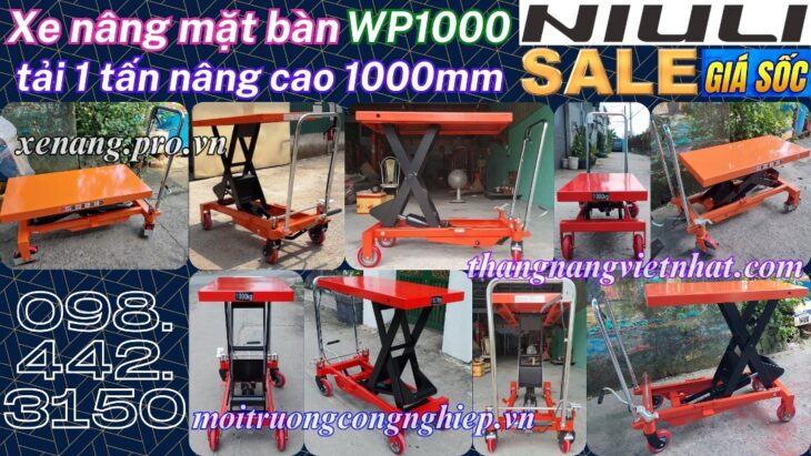 Xe nâng mặt bàn 1 tấn nâng cao 1 mét WP1000 NIULI