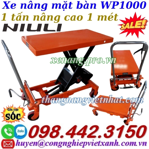 Xe nâng mặt bàn 1 tấn nâng cao 1 mét WP1000 NIULI