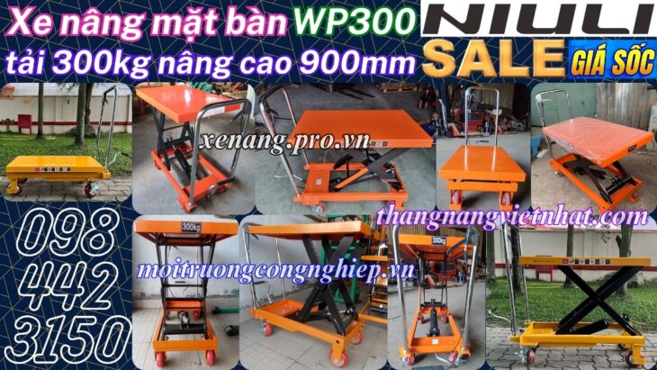 Xe nâng mặt bàn 300kg nâng cao 900mm WP300 NIULI