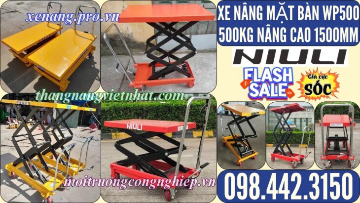 Xe nâng mặt bàn 500kg nâng cao 1500mm WP500 NIULI