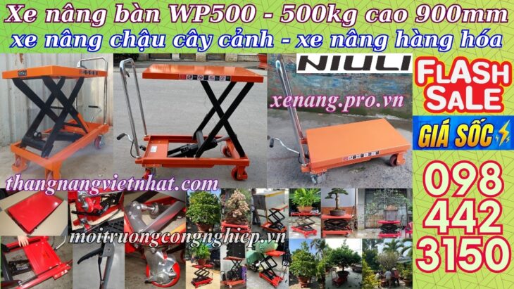 Xe nâng mặt bàn 500kg nâng cao 900mm WP500 NIULI