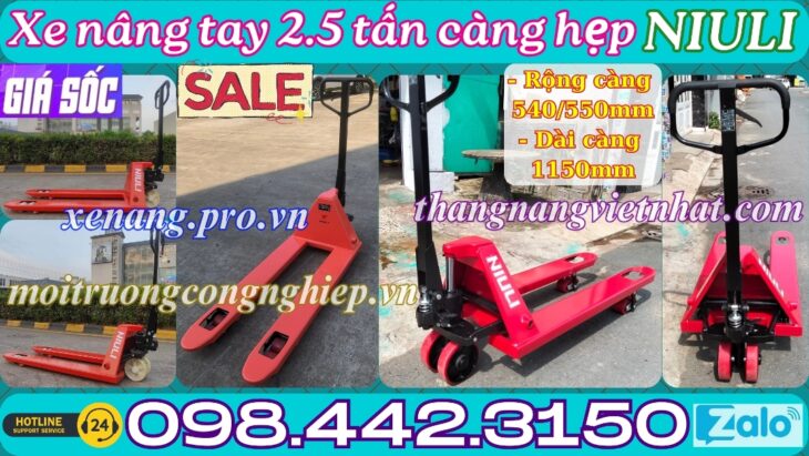 Xe nâng tay thấp 2500kg càng hẹp AC25S – NIULI