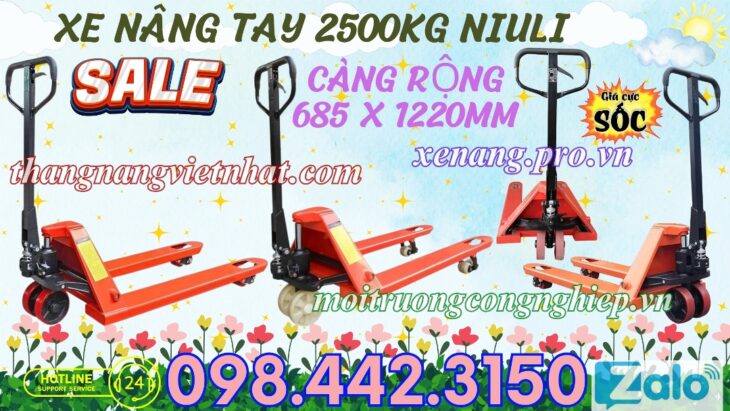 Xe nâng tay thấp 2.5 tấn càng rộng AC25M – NIULI
