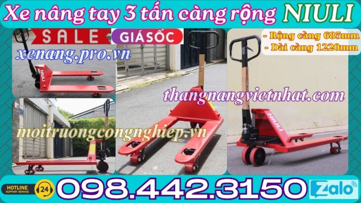 Xe nâng tay thấp 3000kg càng rộng AC30M – NIULI