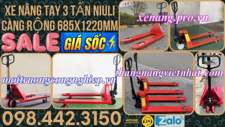 Xe nâng tay thấp 3000kg càng rộng AC30M – NIULI