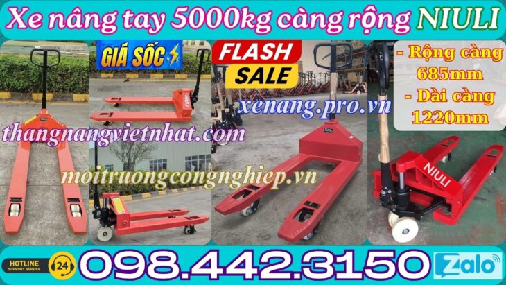 Xe nâng tay thấp 5000kg càng rộng AC50M – NIULI