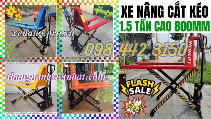 Xe nâng tay cắt kéo 1.5 tấn nâng cao 800mm HL1.5T