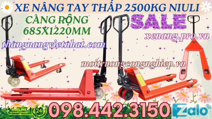 Xe nâng tay thấp 2.5 tấn càng rộng AC25M – NIULI