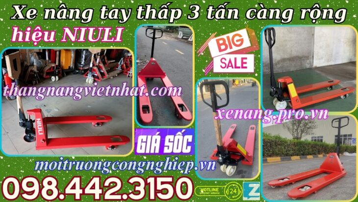 Xe nâng tay thấp 3000kg càng rộng AC30M – NIULI