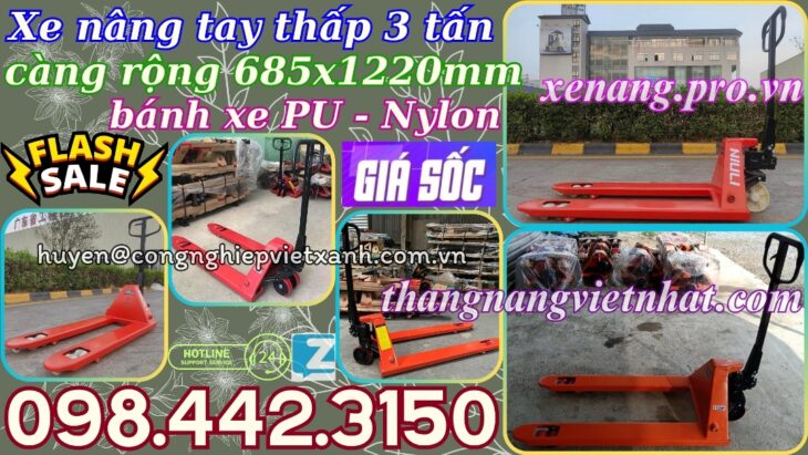 Xe nâng tay thấp 3000kg càng rộng AC30M – NIULI