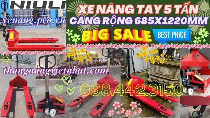 Xe nâng tay thấp 5000kg càng rộng AC50M – NIULI