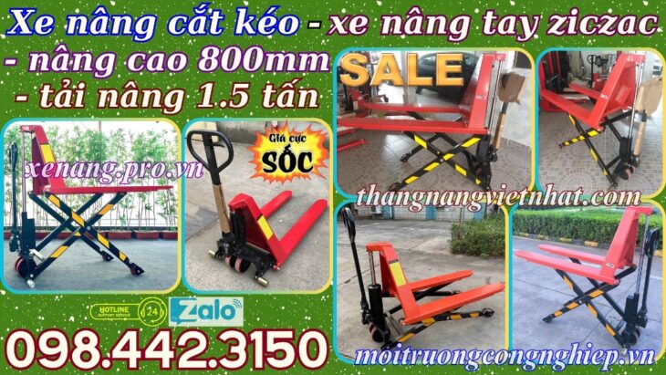 Xe nâng tay cắt kéo 1.5 tấn nâng cao 800mm HL1.5T
