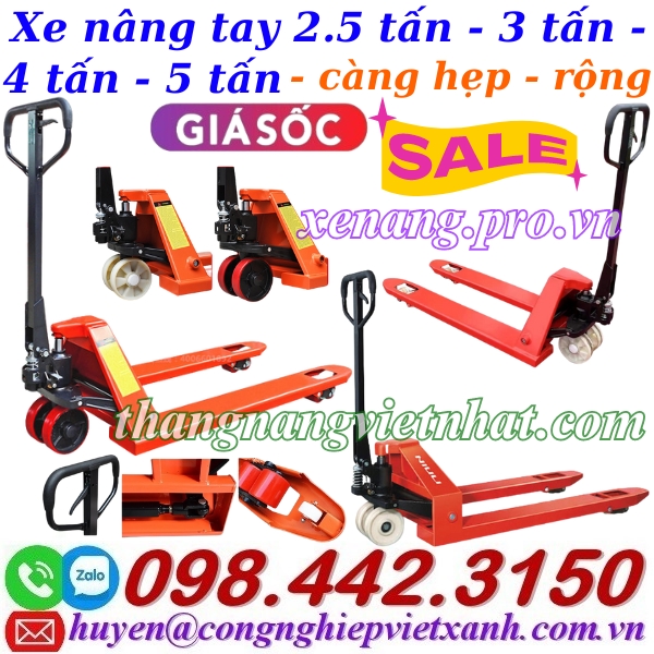Xe nâng tay 2.5 tấn – 3 tấn – 4 tấn – 5 tấn