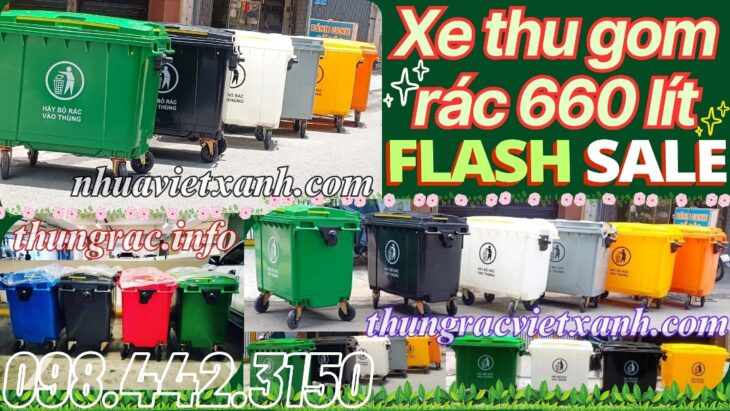 Thùng rác nhựa 660 lít nhiều màu sắc giúp phân loại rác thải