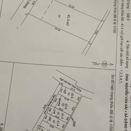 BÁN ĐẤT 41.5M² NGÕ 200 VĨNH HƯNG – CÓ NHÀ CẤP 4.