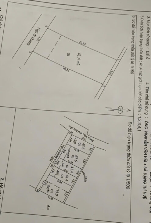 BÁN ĐẤT 41.5M² NGÕ 200 VĨNH HƯNG – CÓ NHÀ CẤP 4.