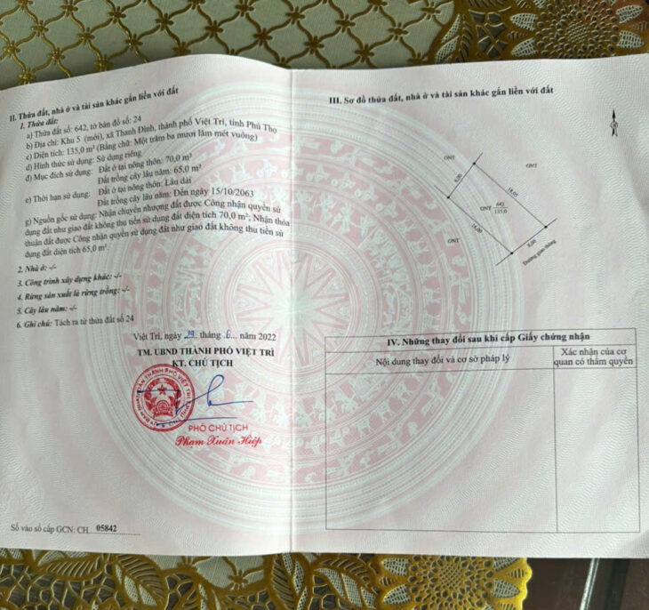 CHÍNH CHỦ CẦN BÁN GẤP LÔ ĐẤT TẠI VIỆT TRÌ – PHÚ THỌ