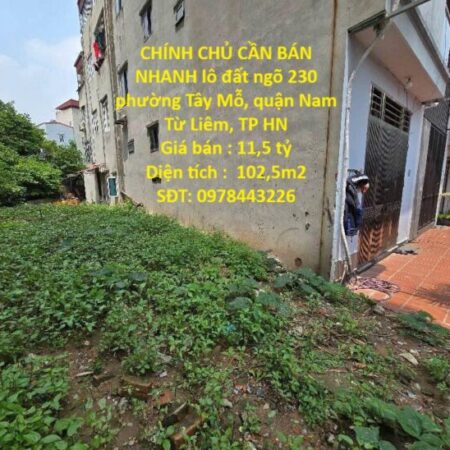 ĐẤT VỊ TRÍ ĐẸP- GIÁ TỐT CHÍNH CHỦ CẦN BÁN NHANH lô đất ngõ 230 Tây Mỗ, quận Nam Từ Liêm, HN ĐẤT VỊ TRÍ ĐẸP- GIÁ TỐT CHÍNH CHỦ CẦN BÁN NHANH lô đất ngõ 230 Tây Mỗ, quận Nam Từ Liêm, HN