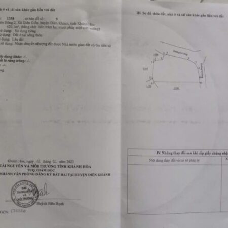 ĐẤT ĐẸP – GIÁ ĐẦU TƯ – CẦN BÁN LÔ ĐẤT FULL THỔ CƯ TẠI Xã Diên Điền, Diên Khánh, Khánh Hòa