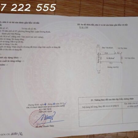 LÔ ĐẸP HIẾM – PHƯƠNG LUNG, HƯNG ĐẠO, DƯƠNG KINH – GIÁ CHỈ HƠN 2,1x TỶ – ZALO 0567 222 555