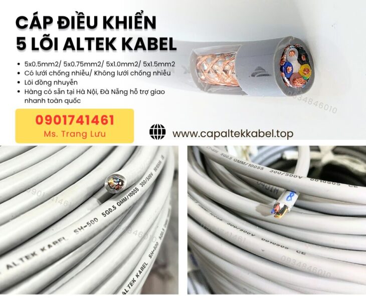 Cáp điều khiển 5×0.5/5×0.75/5×1.0/5×1.5 Altek Kabel