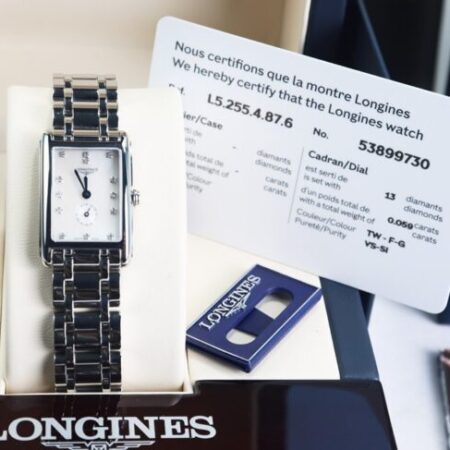 ĐH Nữ Longines DolceVita L5.255.4.87.6 mặt Xà Cừ, cọc số đính Kim Cương – Fullbox.