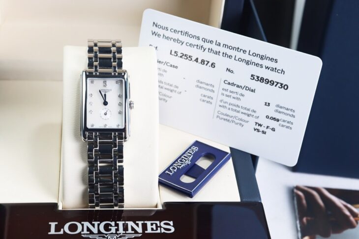 ĐH Nữ Longines DolceVita L5.255.4.87.6 mặt Xà Cừ, cọc số đính Kim Cương – Fullbox.