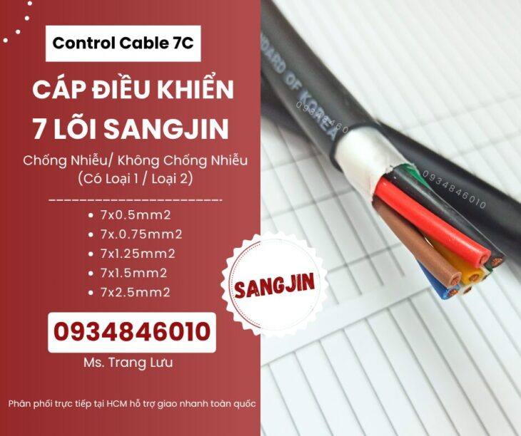 Cáp điều khiển Sangjin 7×0.5/7×0.75/7×1.25/7×1.5/7×2.5