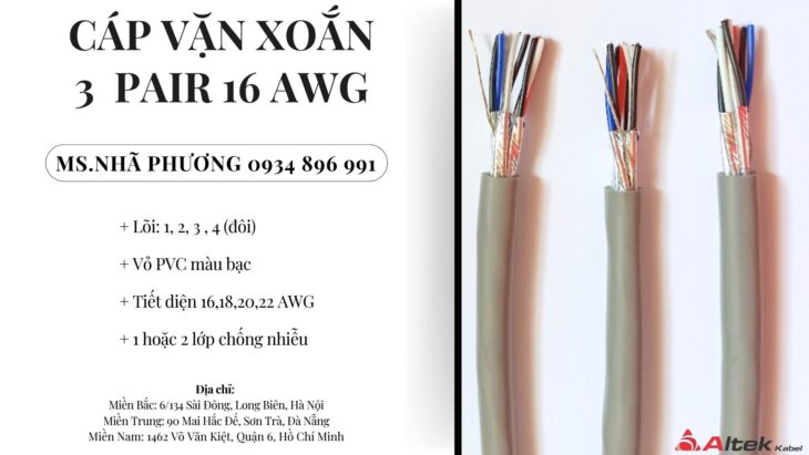 Cáp Vặn Xoắn Altek Kabel 3 Pair 16 Awg Đà Nẵng, Hà Nội, Hồ Chí Minh