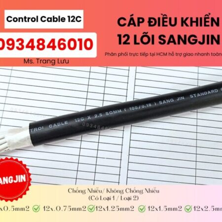 Cáp điều khiển Sangjin 12×0.5/12×0.75/12×1.25/12×1.5/12×2.5 Cáp điều khiển Sangjin 12×0.5/12×0.75/12×1.25/12×1.5/12×2.5