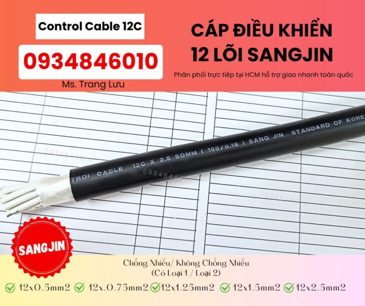 Cáp điều khiển Sangjin 12×0.5/12×0.75/12×1.25/12×1.5/12×2.5