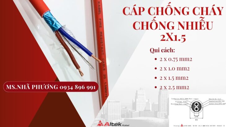 Cáp Chống Cháy Chống Nhiễu 2×1.5 – Altek Kabel Đà Nẵng, Hà Nội, Hồ Chí Minh