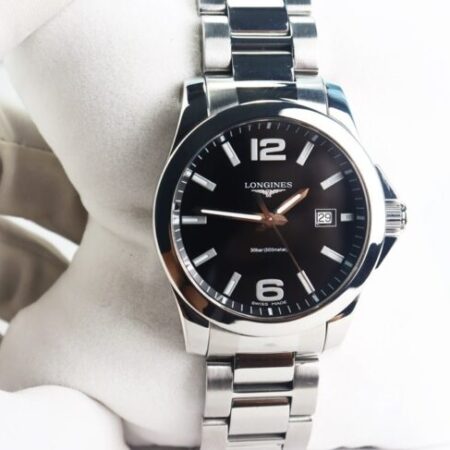 ĐH Nam : Longines Conquest – 3 kim mặt đen, bản dây thép siêu chất đep – Size 41mm…