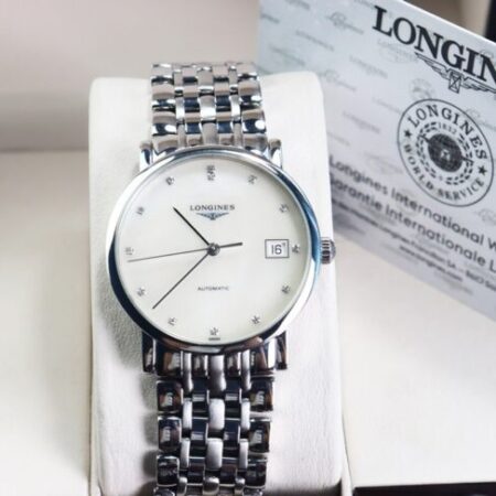 ĐH Nam Longines Elegant L4.809.4.87.6 Automatic mặt Xà Cừ, đính 12 viên Kim Cương Fullbox