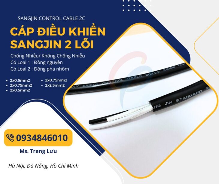 Cáp điều khiển Sangjin 2×0.5/2×0.75/2×1.25/2×1.5/2×2.5