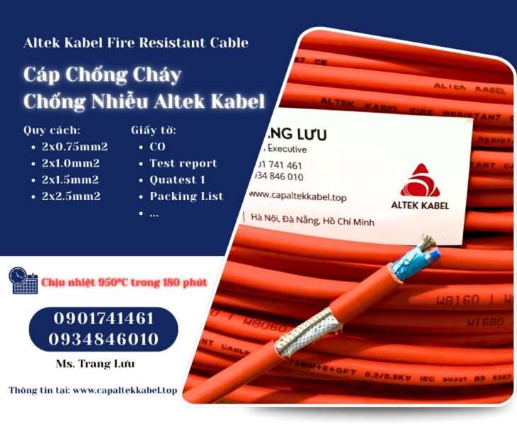 Cáp chống cháy chống nhiễu Altek Kabel 2×0.75/2×1.0/2×1.5/2×2.5