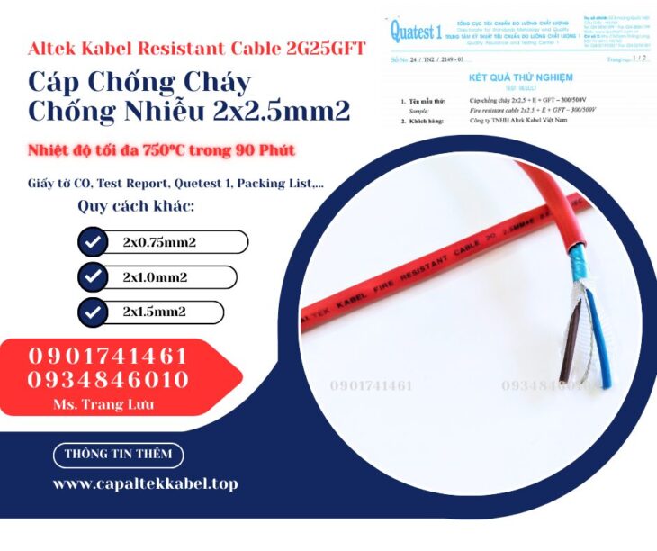 Cáp Chống Cháy Chống Nhiễu 2×2.5 Altek Kabel phân phối chính hãng