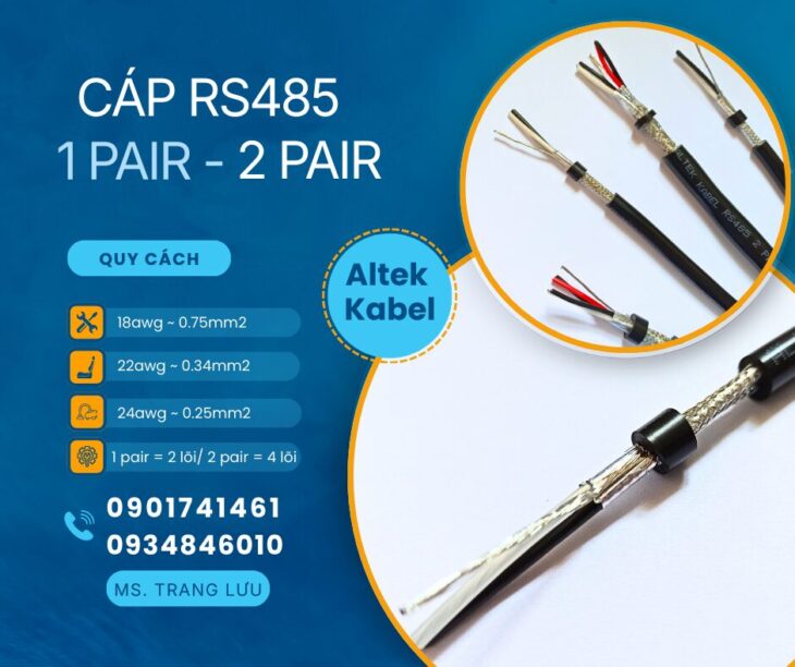 Cáp RS485 1pair 18awg/1pair 22awg/ 1pair 24awg/ 2pair 18awg/ 2pair 22awg/ 2pair 24awg