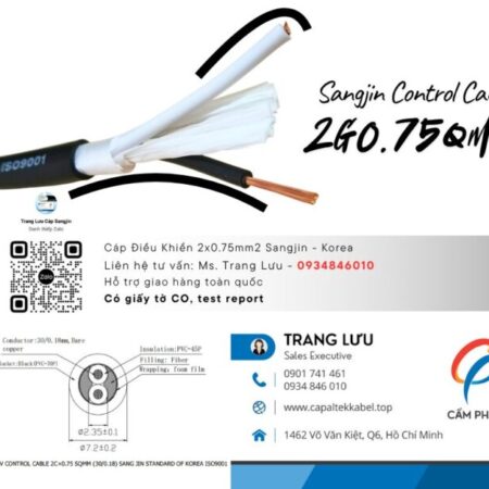 Cáp Điều Khiển 2×0.75 Sangjin Sài Gòn, Bình Dương, Đồng Nai Cáp Điều Khiển 2×0.75 Sangjin Sài Gòn, Bình Dương, Đồng Nai
