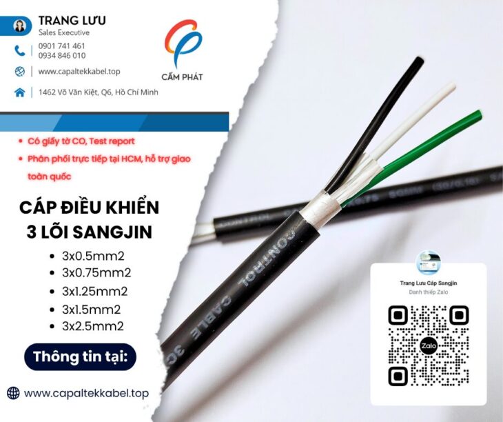 Cáp điều khiển Sangjin 3 lõi giá xưởng tại Hồ Chí Minh