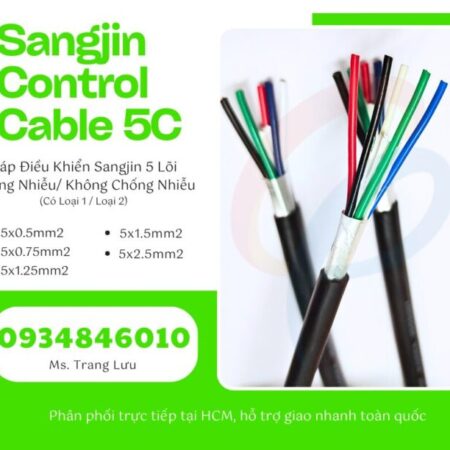 Cáp điều khiển Sangjin 5×0.5/5×0.75/5×1.25/5×1.5/5×2.5 Cáp điều khiển Sangjin 5×0.5/5×0.75/5×1.25/5×1.5/5×2.5