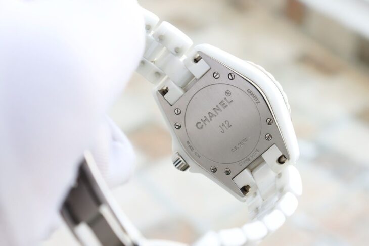 ĐH Nữ Chanel J12 Niềng & Cọc số đính Full Kim Cương – Đá Ceramic trắng – Size 33mm Fullbox