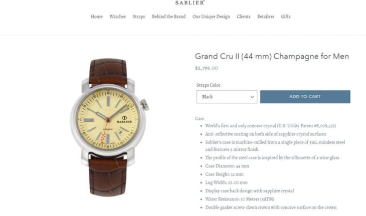 ĐH Nam : Sablier Automatic dây da – 3 kim mặt vàng núm xéo – Like New Fullbox…