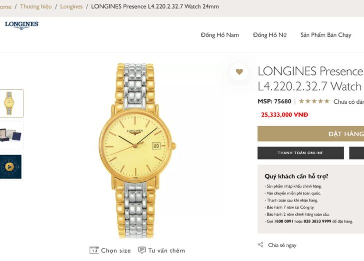 Đồng Hồ Nữ : Longines Presence L4.220.2.32.7 – Demi Vàng, dây thép, Lướt siêu đẹp…